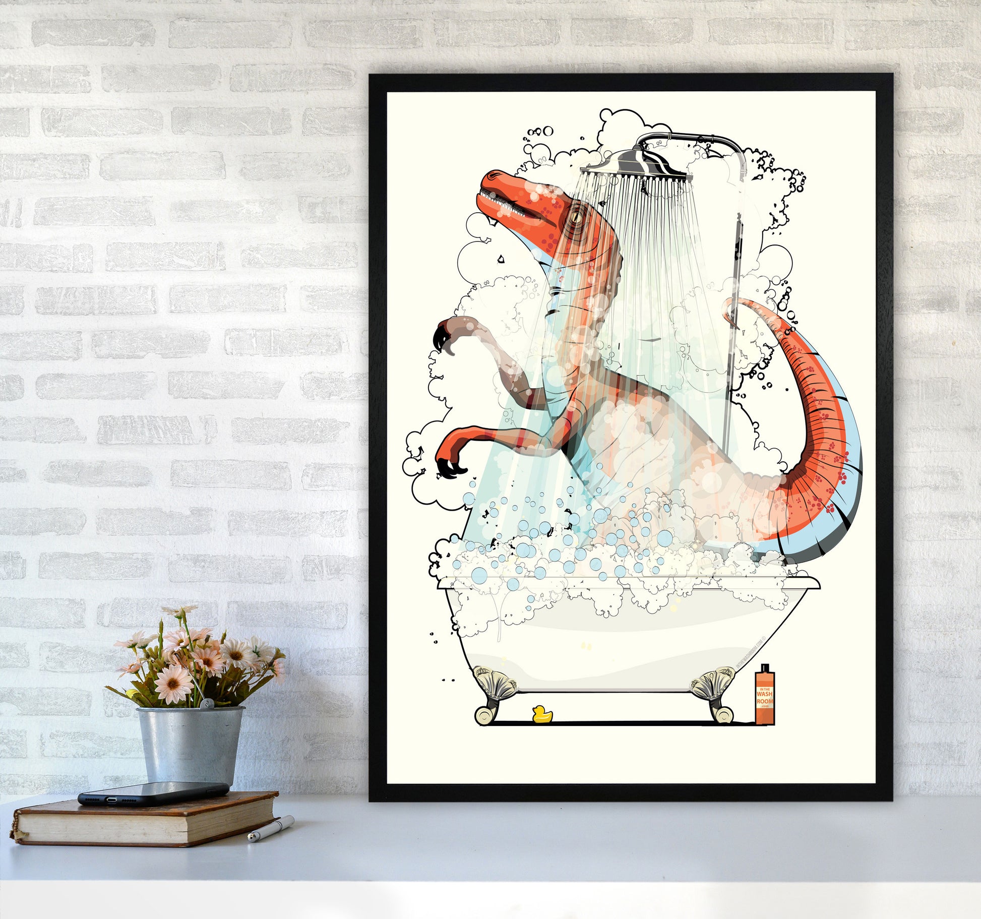 Velociraptor Bathroom by Wyatt9 A1 White Frame