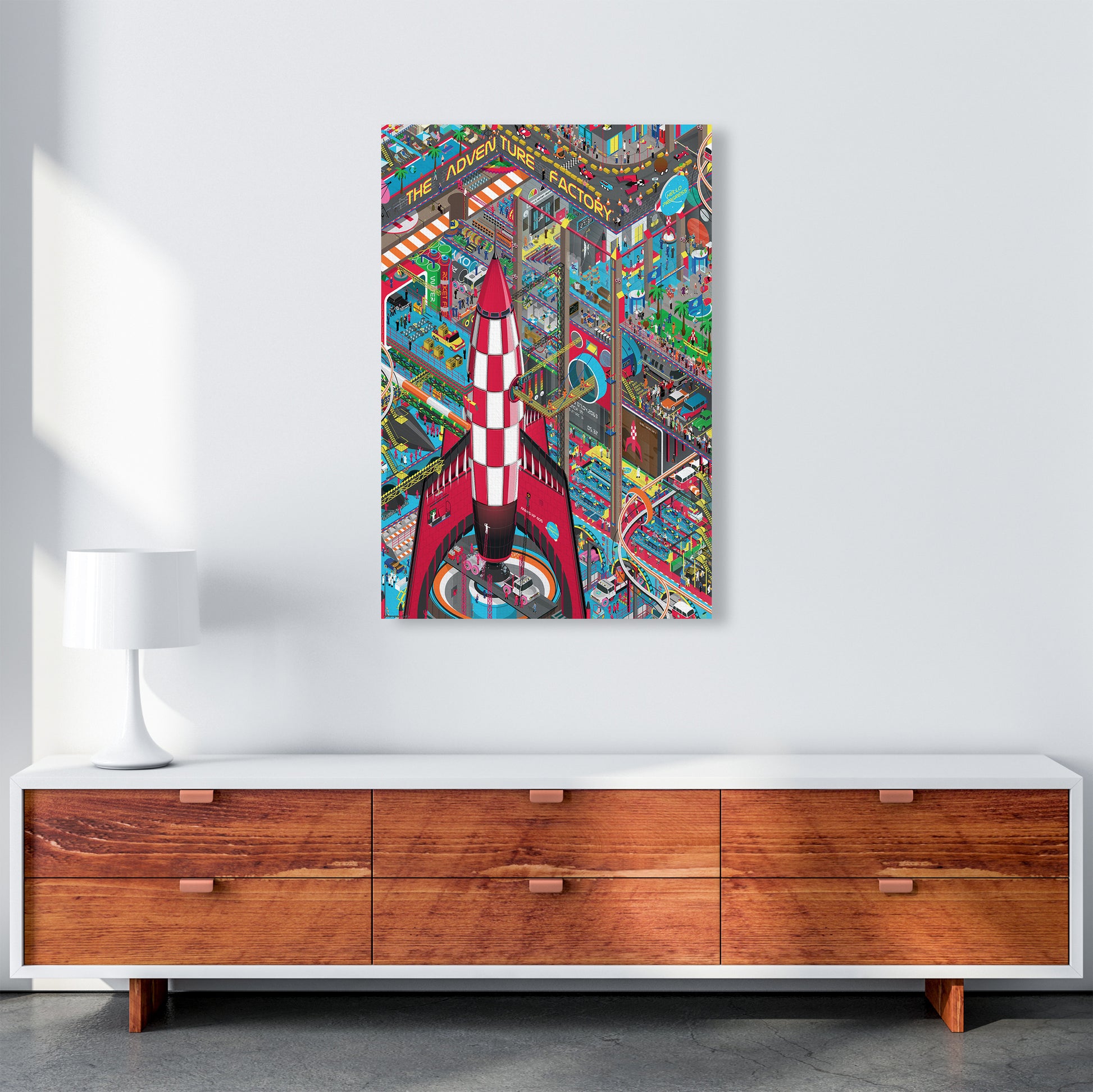 Rocket Retro Print by Wyatt9 A1 Canvas