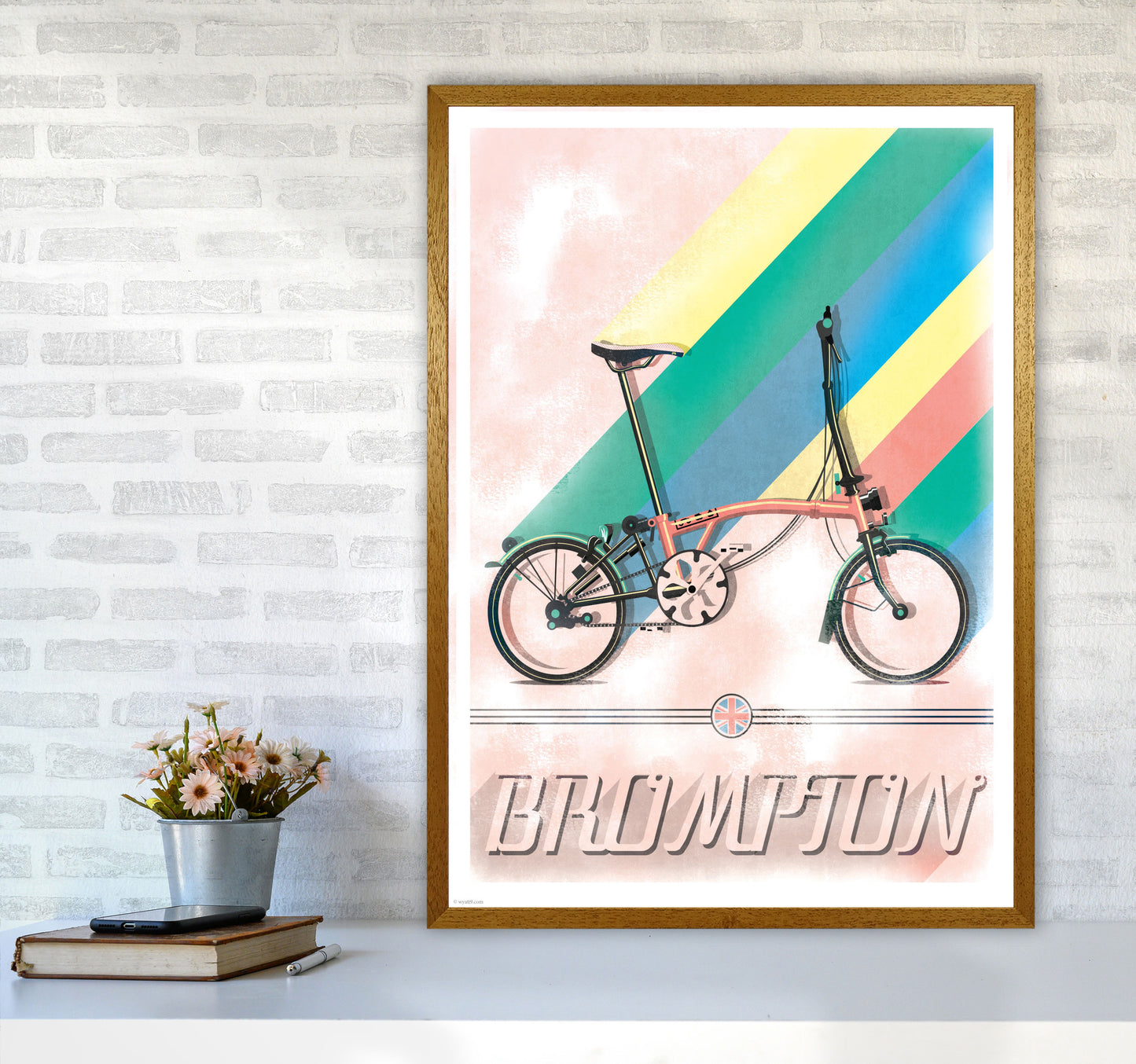 Brompton Vintage Cycling Print by Wyatt9 A1 Print Only