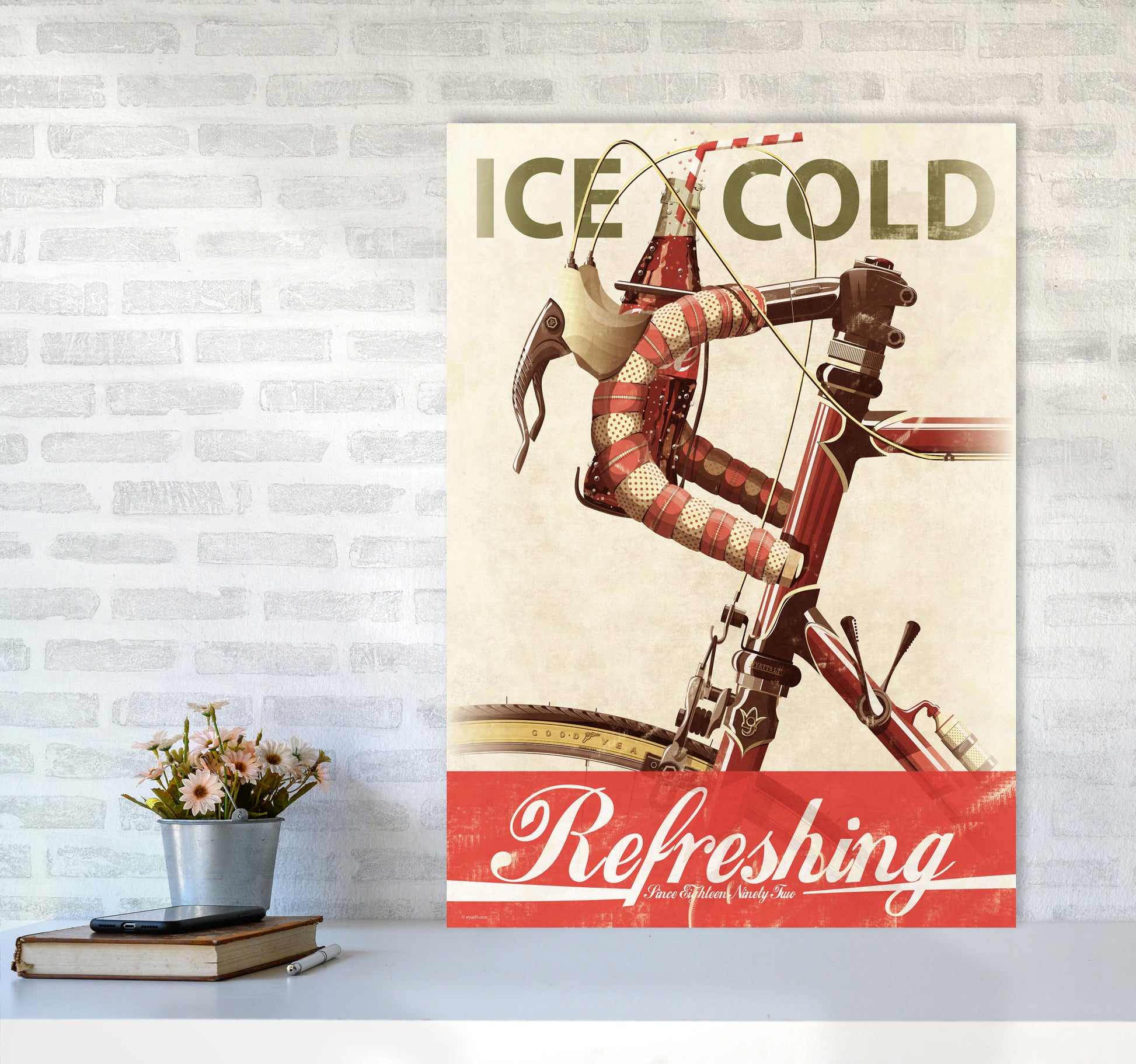Cola Bike Cycling Art Print by Wyatt9 A1 Black Frame