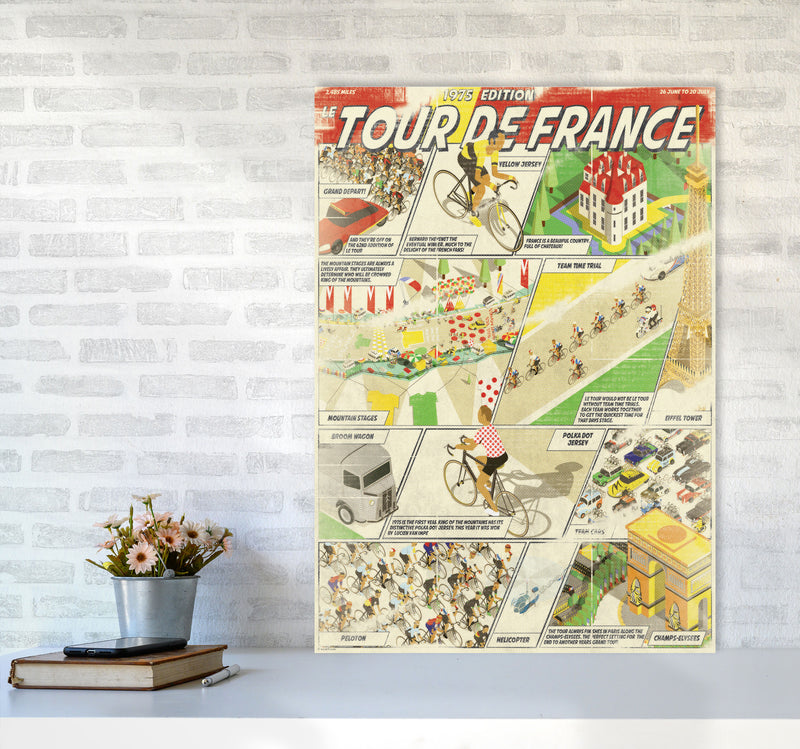 Comic Book TDF Cycling Print by Wyatt9 A1 Black Frame