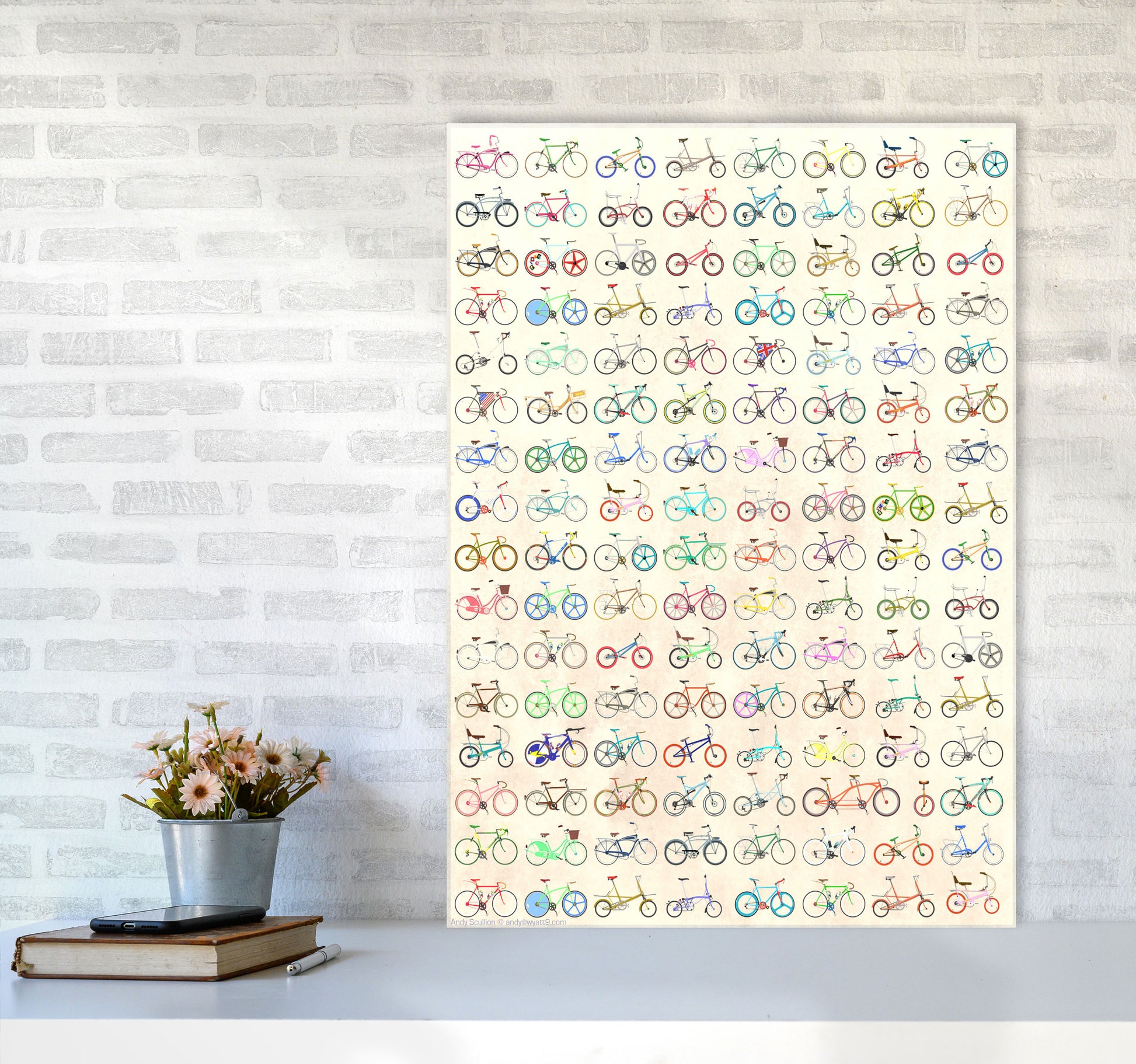 FAVE Cycling Art Print by Wyatt9 A1 Black Frame