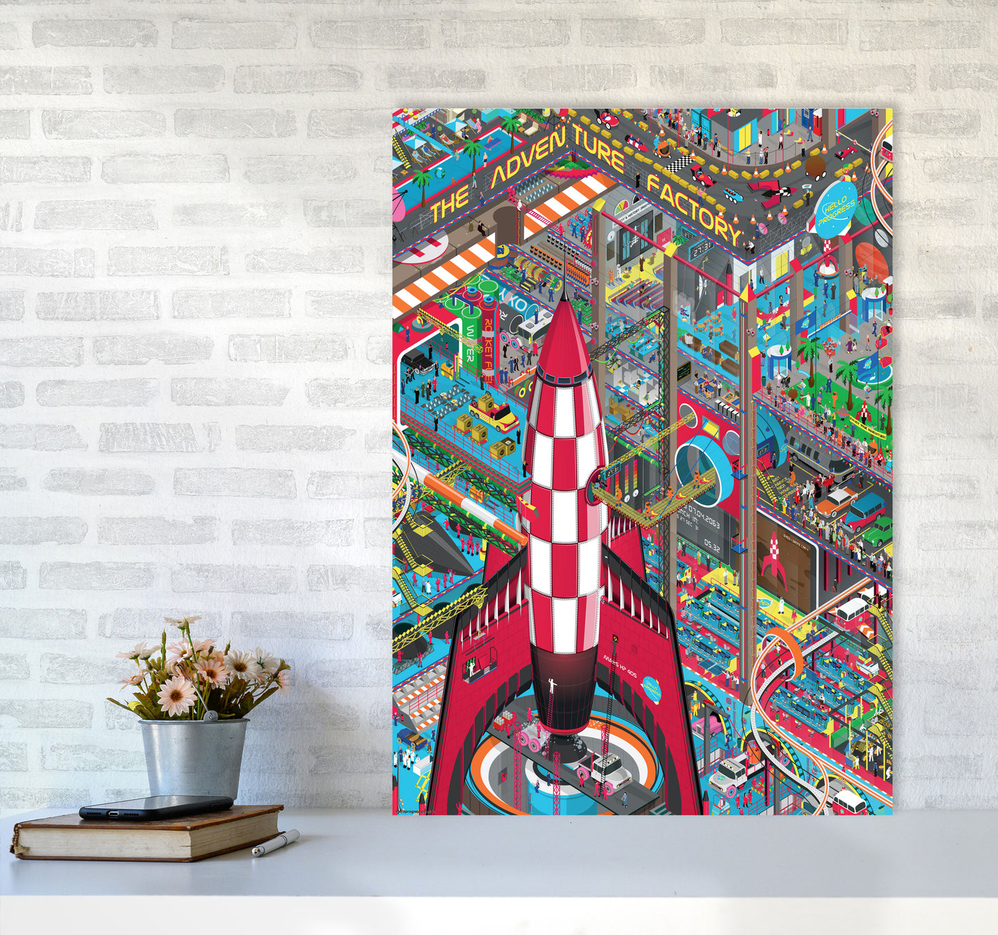 Rocket Retro Print by Wyatt9 A1 Black Frame