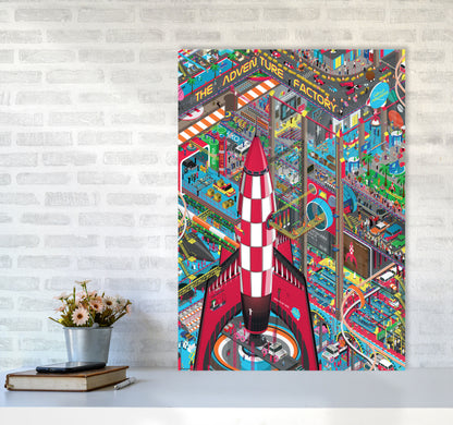 Rocket Retro Print by Wyatt9 A1 Black Frame