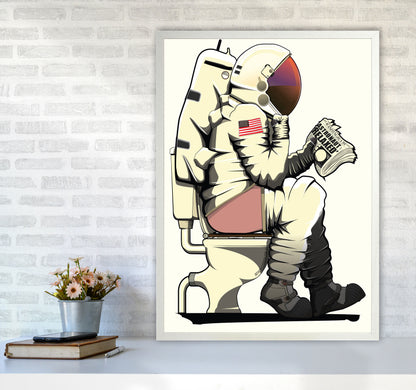 Astronaut Loo Art Print by Wyatt9 A1 Oak Frame