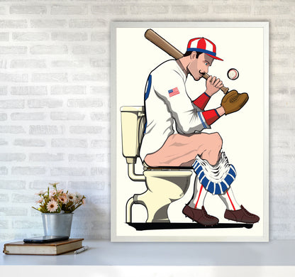 Baseball Player on the Loo by Wyatt9 A1 Oak Frame