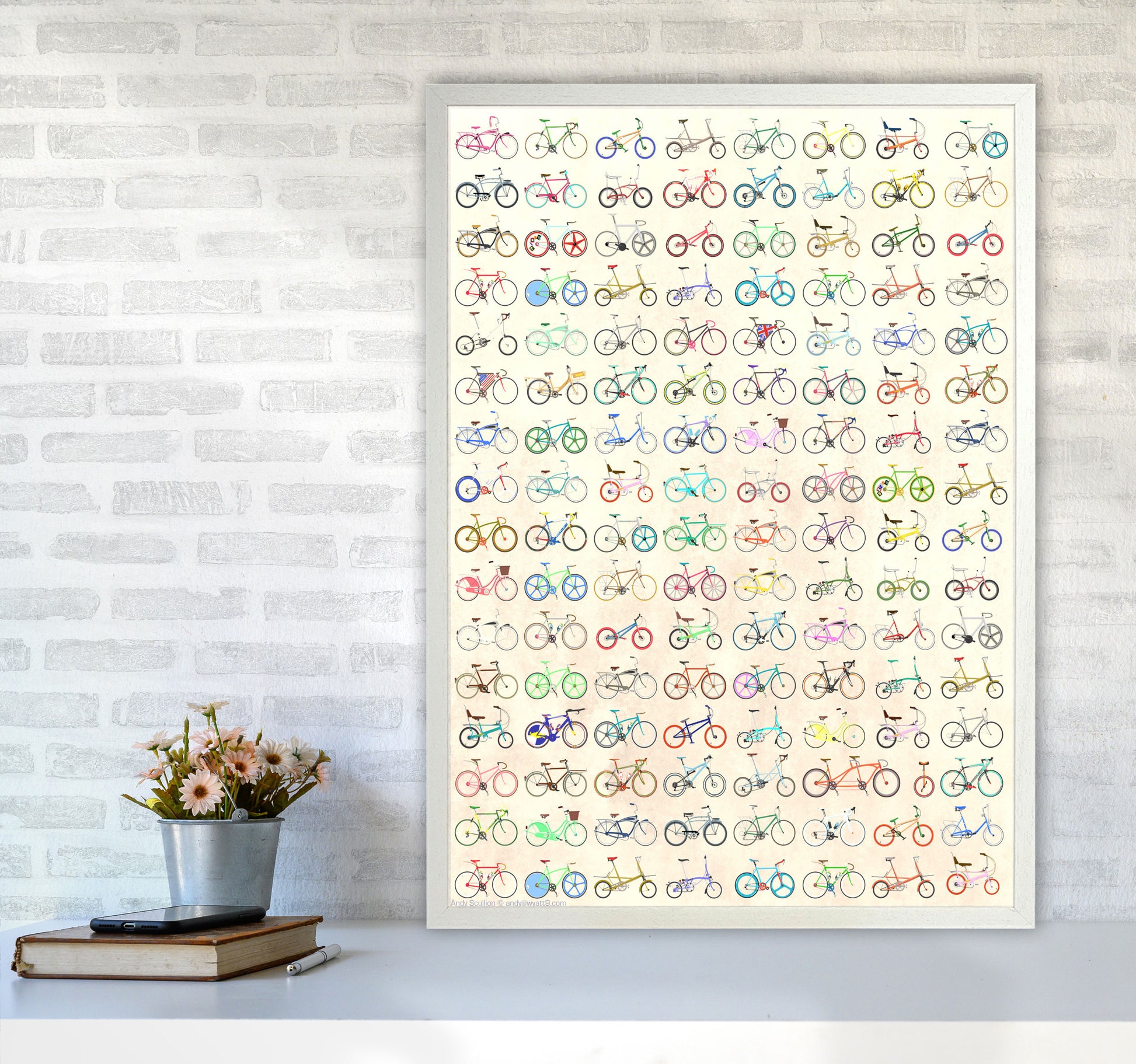 FAVE Cycling Art Print by Wyatt9 A1 Oak Frame