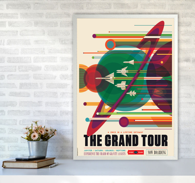 Grand Tour Retro Art Print by Wyatt9 A1 Oak Frame