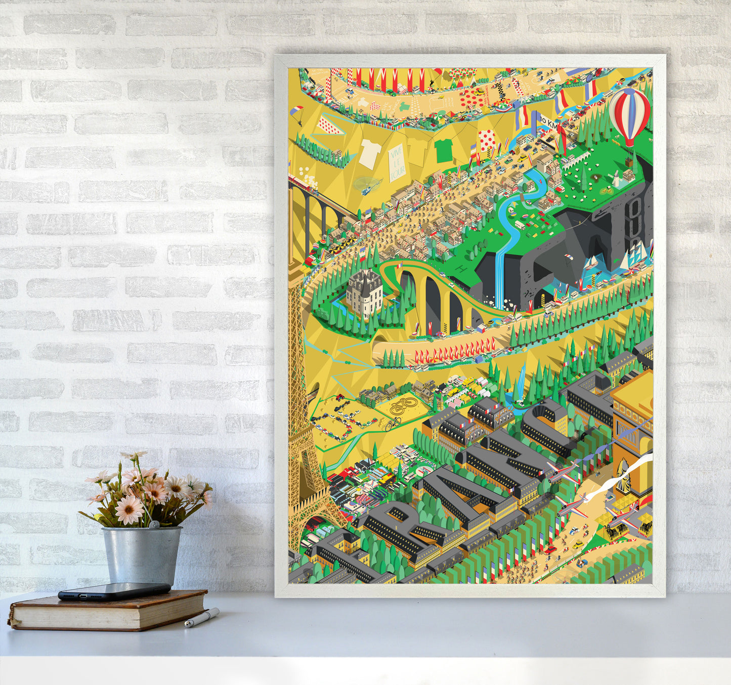 Isometris TDF Cycling Print by Wyatt9 A1 Oak Frame