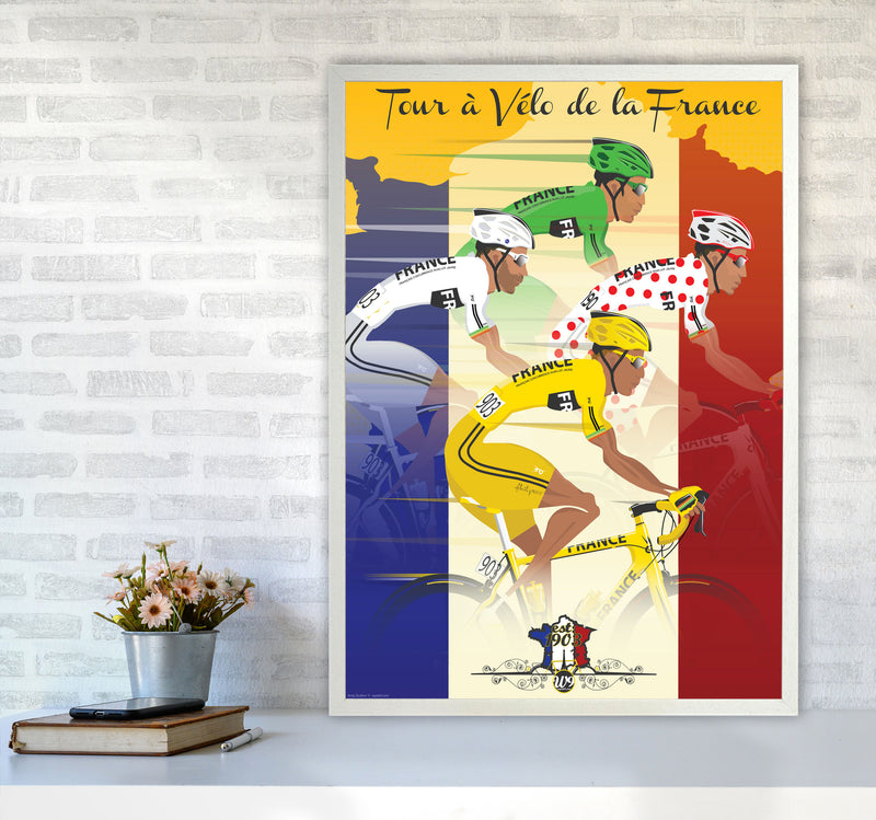 Jerseys Cycling Print by Wyatt9 A1 Oak Frame
