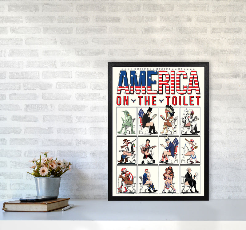 America on the Toilet by Wyatt9 A2 White Frame