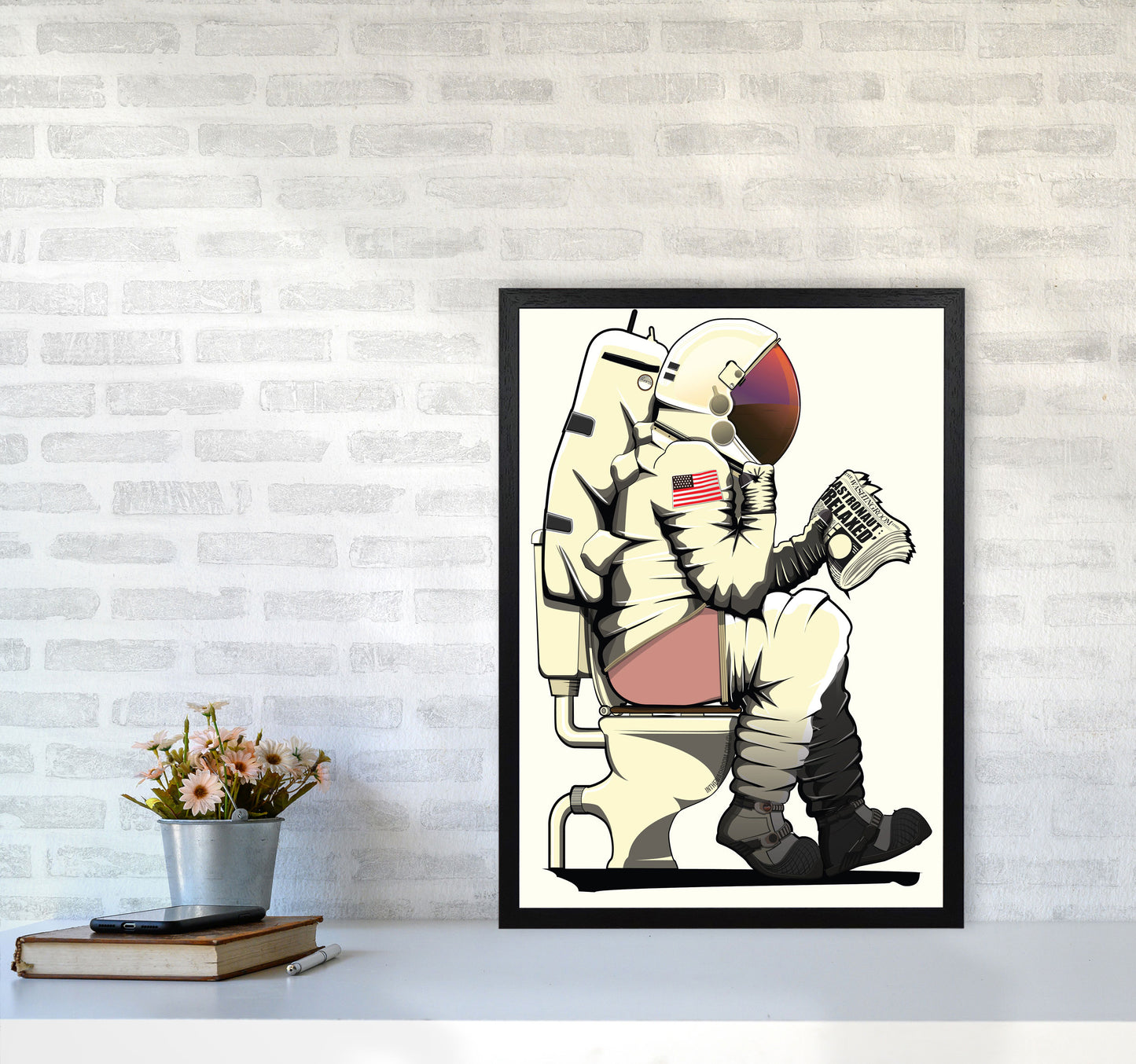 Astronaut Loo Art Print by Wyatt9 A2 White Frame