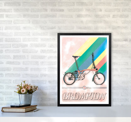 Brompton Vintage Cycling Print by Wyatt9 A2 White Frame