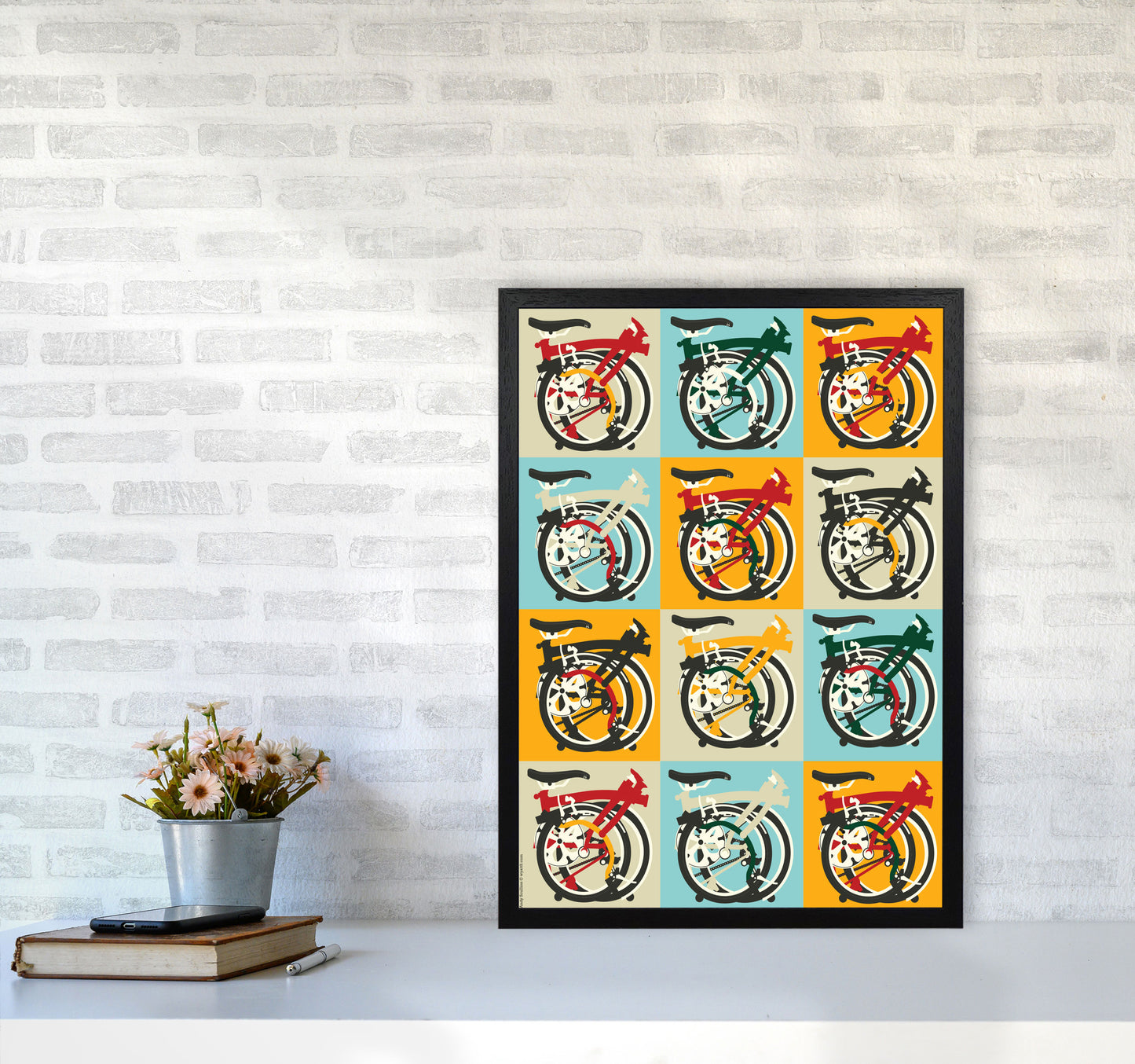 Brompton 2 Cycling Art Print by Wyatt9 A2 White Frame