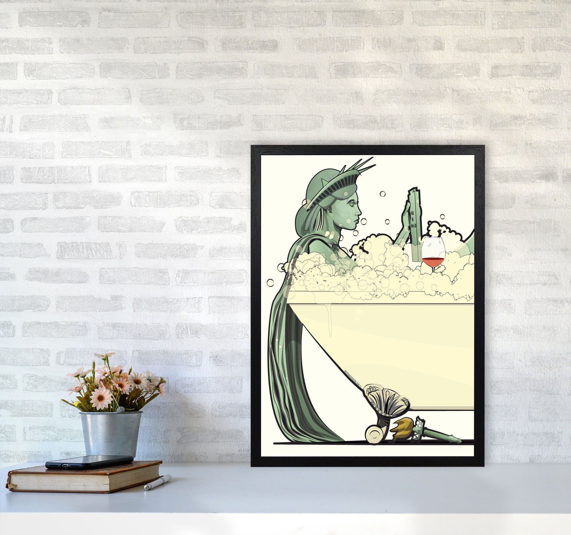 Statue of Liberty Bathroom Print by Wyatt9 A2 White Frame