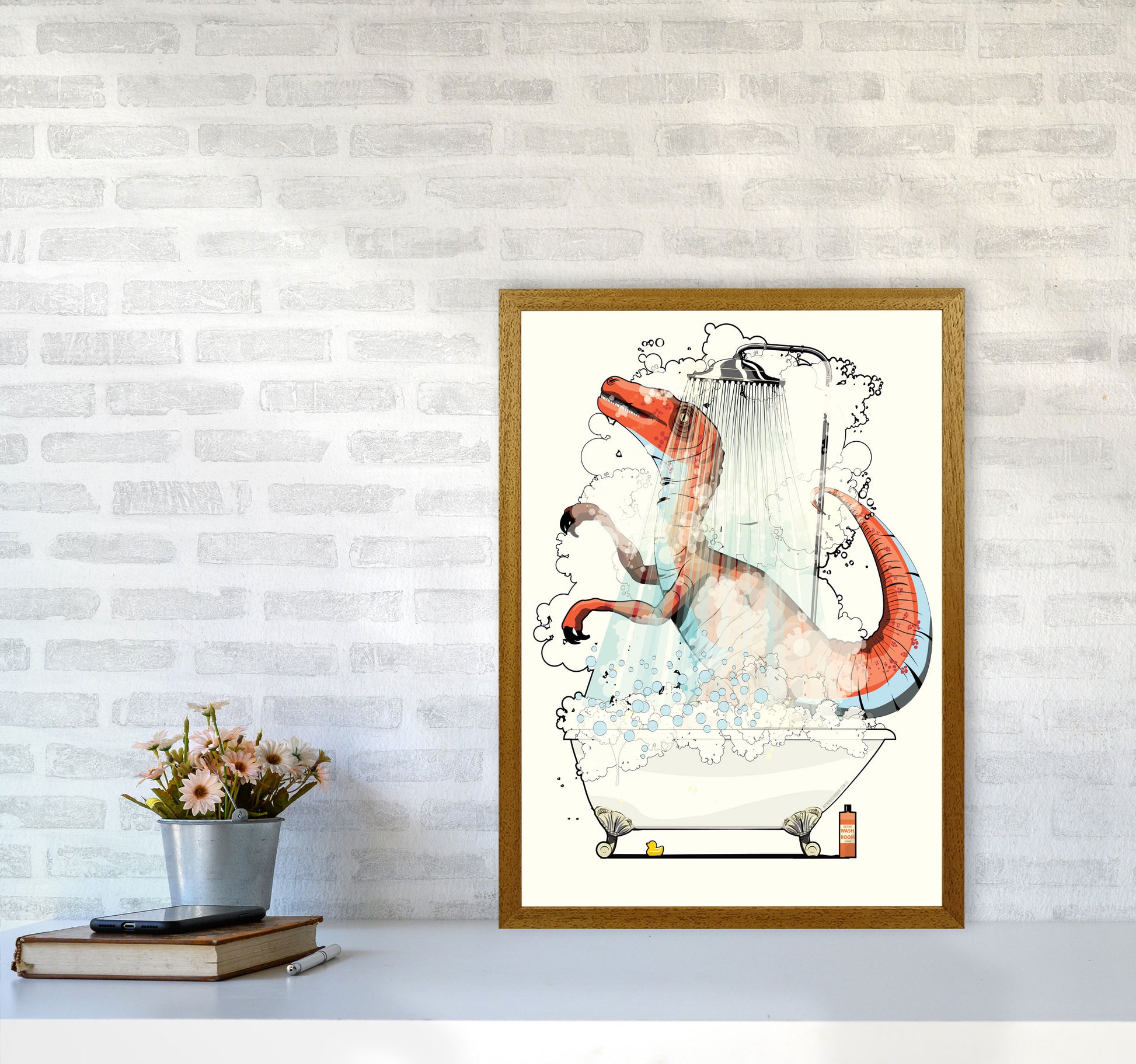 Velociraptor Bathroom by Wyatt9 A2 Print Only