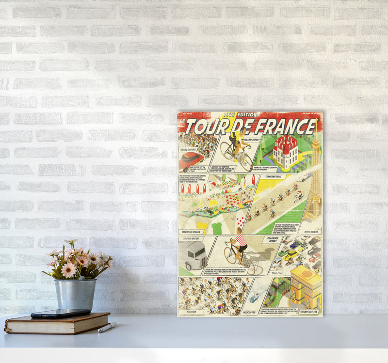 Comic Book TDF Cycling Print by Wyatt9 A2 Black Frame
