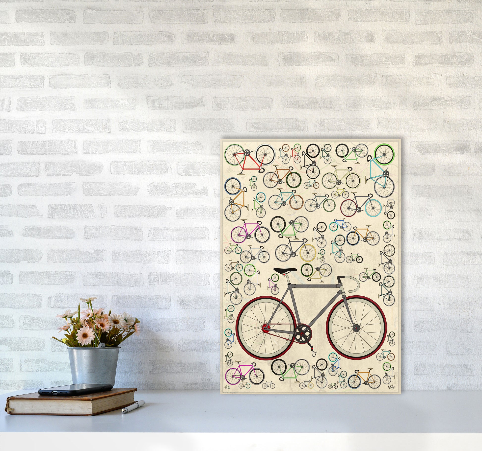 Fixie Cycling Art Print by Wyatt9 A2 Black Frame