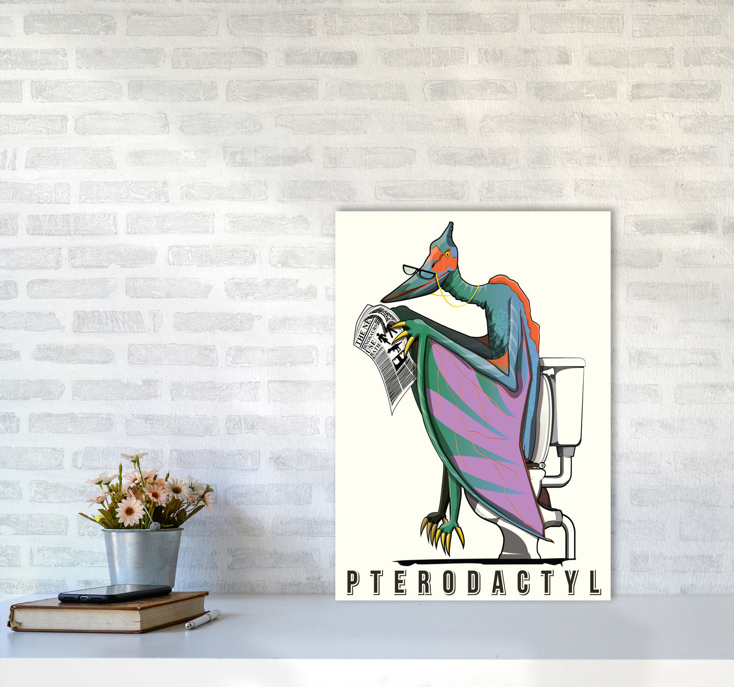 Flying Dino by Wyatt9 A2 Black Frame