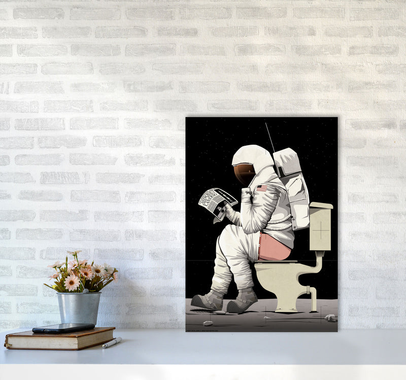Moon on Loo by Wyatt9 A2 Black Frame