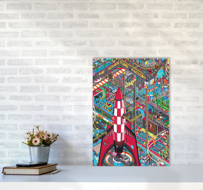 Rocket Retro Print by Wyatt9 A2 Black Frame