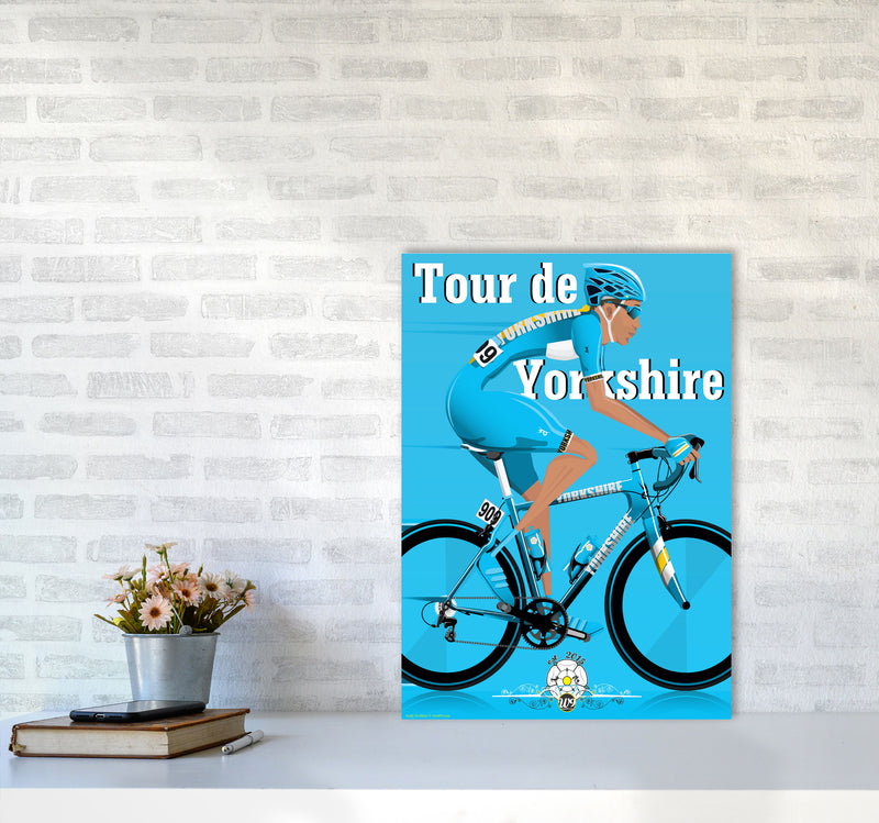 Tour De Yorkshire 2018 Blue by Wyatt9 A2 Black Frame