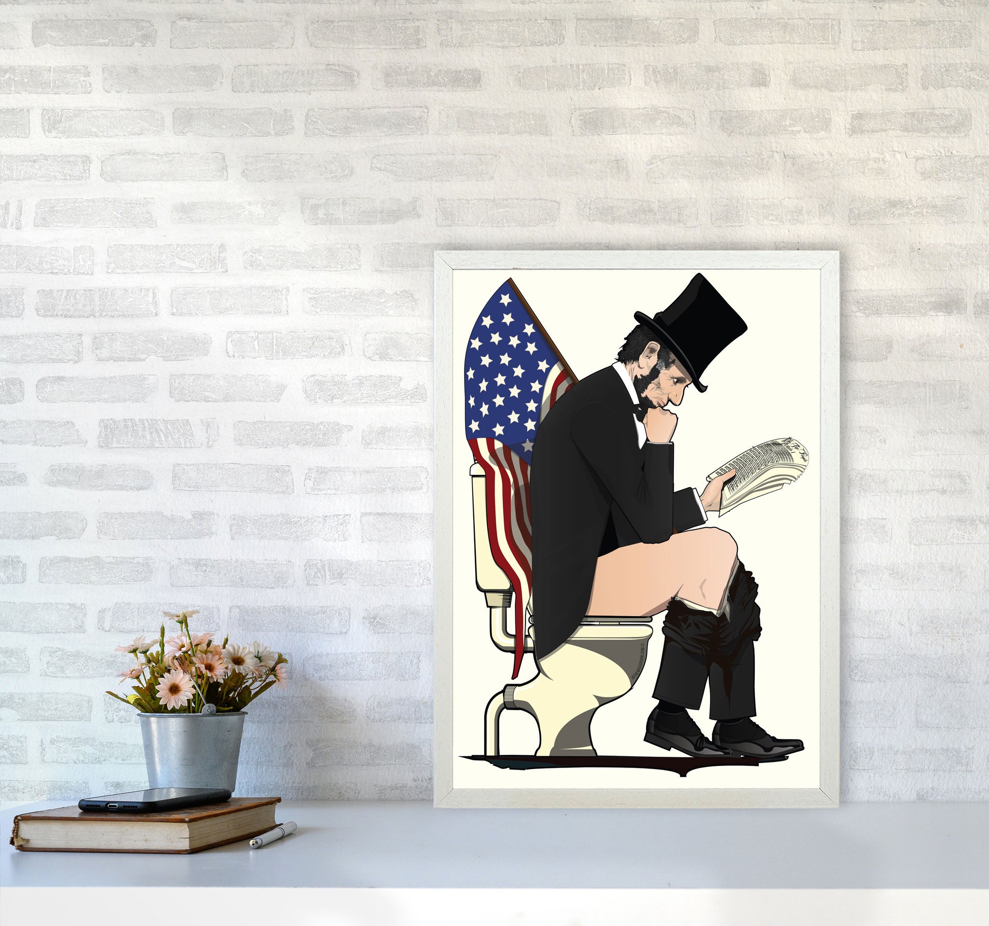 Abraham Lincoln Loo Art Print by Wyatt9 A2 Oak Frame