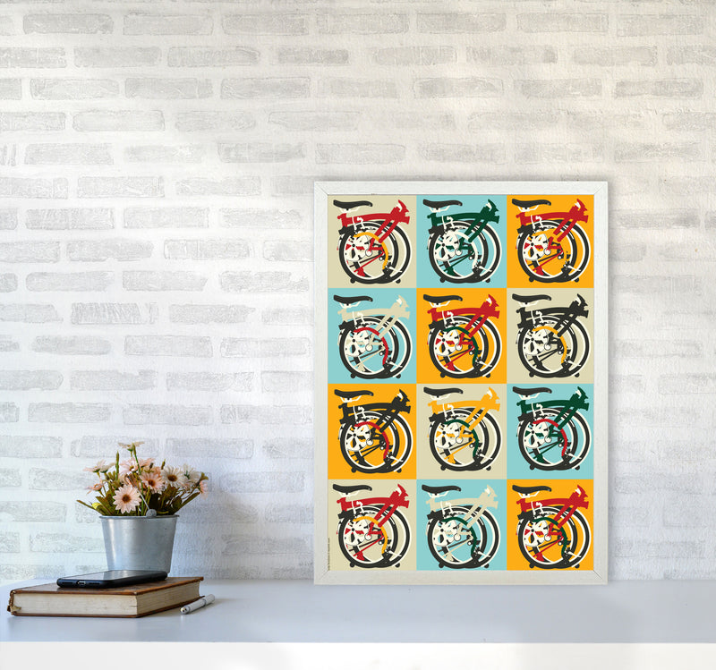 Brompton 2 Cycling Art Print by Wyatt9 A2 Oak Frame