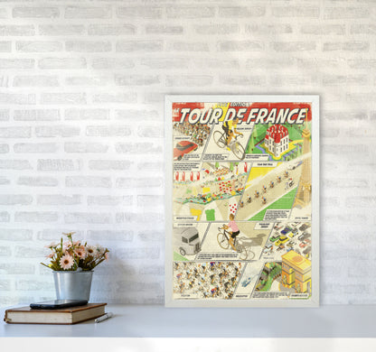 Comic Book TDF Cycling Print by Wyatt9 A2 Oak Frame
