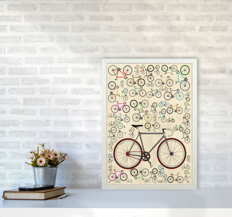 Fixie Cycling Art Print by Wyatt9 A2 Oak Frame