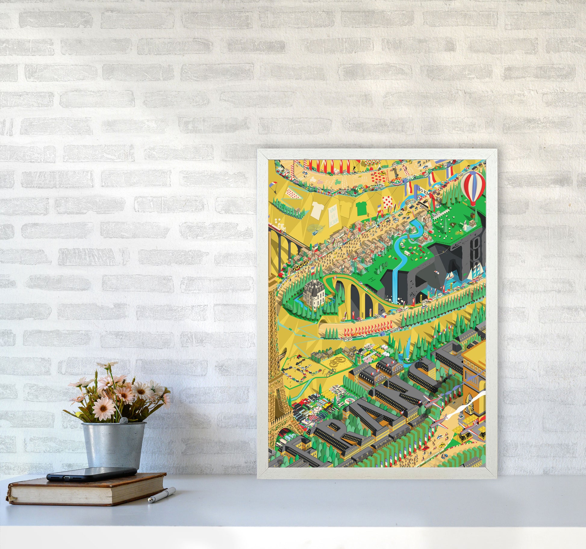 Isometris TDF Cycling Print by Wyatt9 A2 Oak Frame