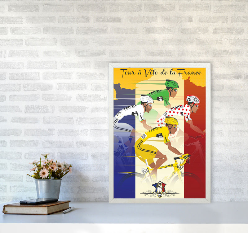 Jerseys Cycling Print by Wyatt9 A2 Oak Frame