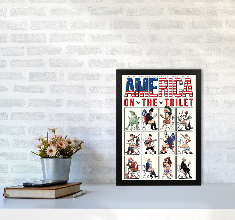 America on the Toilet by Wyatt9 A3 White Frame