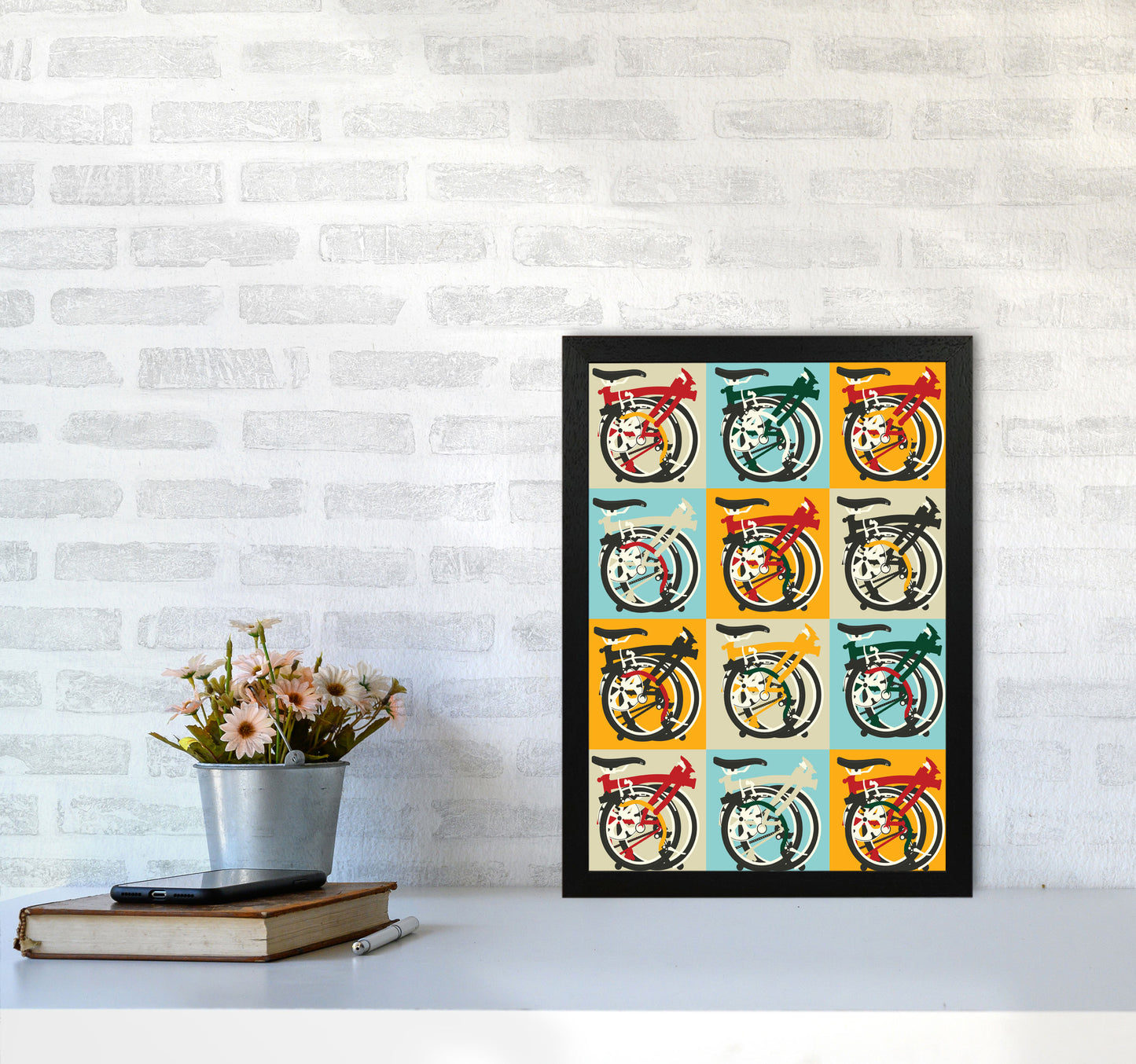 Brompton 2 Cycling Art Print by Wyatt9 A3 White Frame