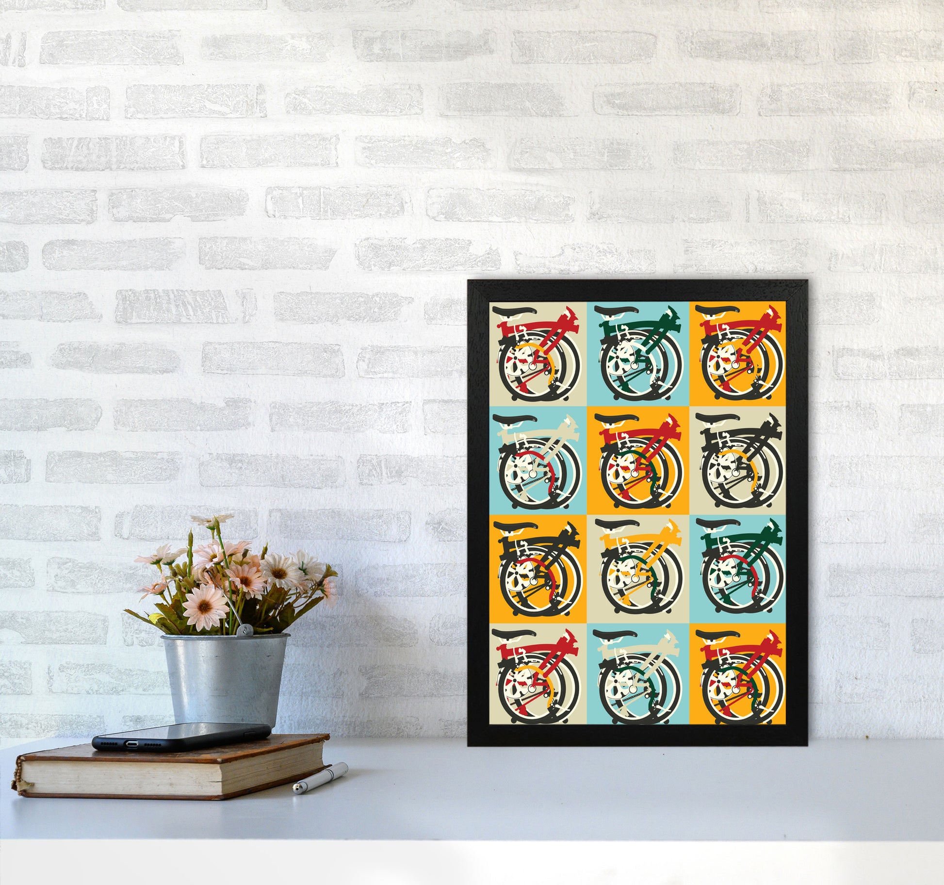 Brompton 2 Cycling Art Print by Wyatt9 A3 White Frame