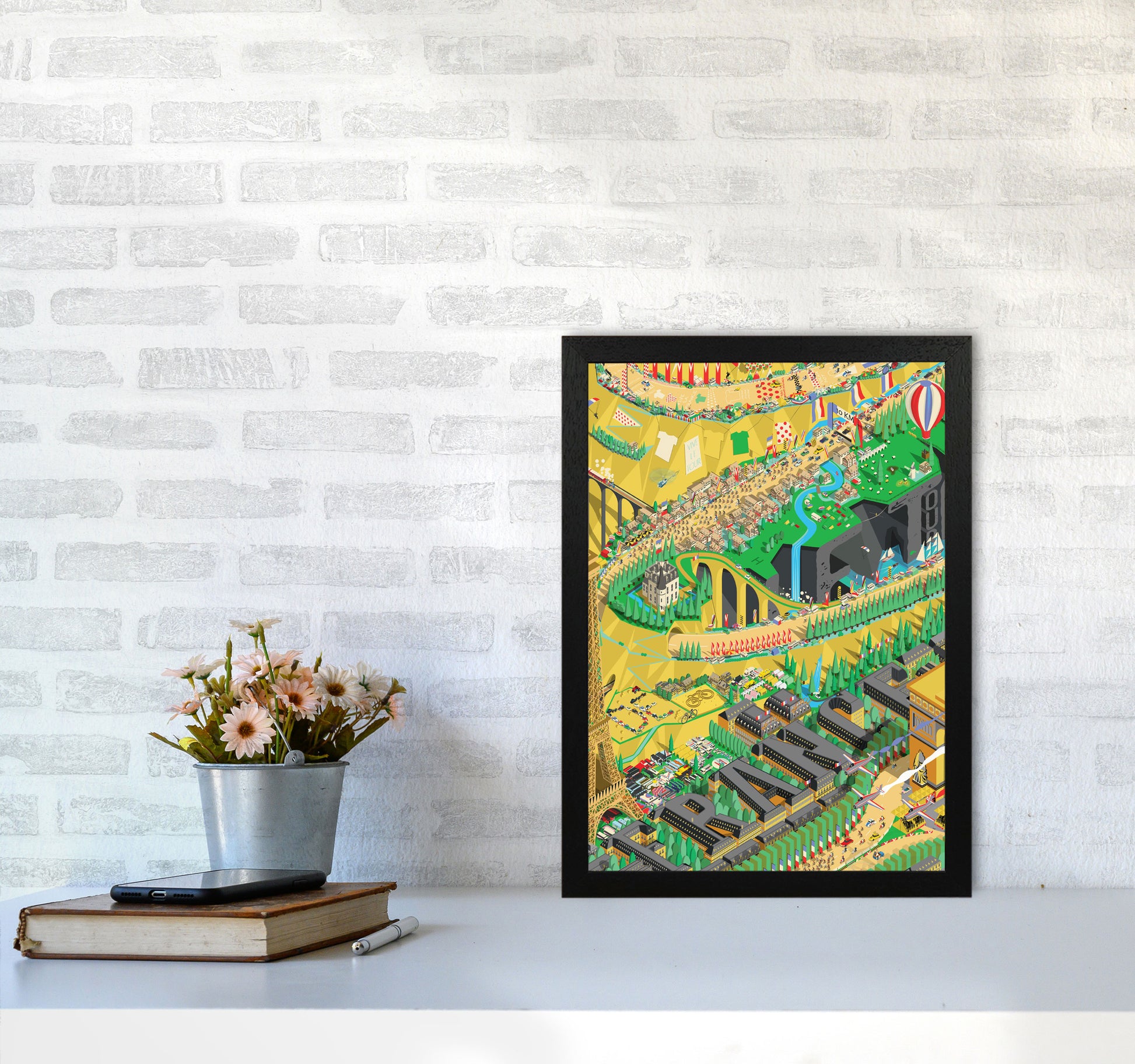 Isometris TDF Cycling Print by Wyatt9 A3 White Frame