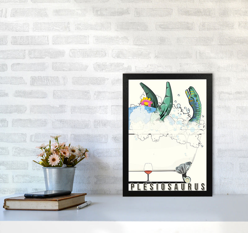 Swimming Dino by Wyatt9 A3 White Frame