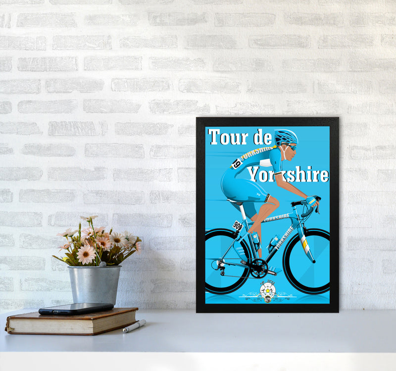 Tour De Yorkshire 2018 Blue by Wyatt9 A3 White Frame