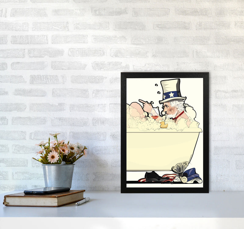 Uncle Sam Bath by Wyatt9 A3 White Frame