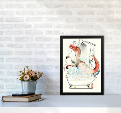 Velociraptor Bathroom by Wyatt9 A3 White Frame