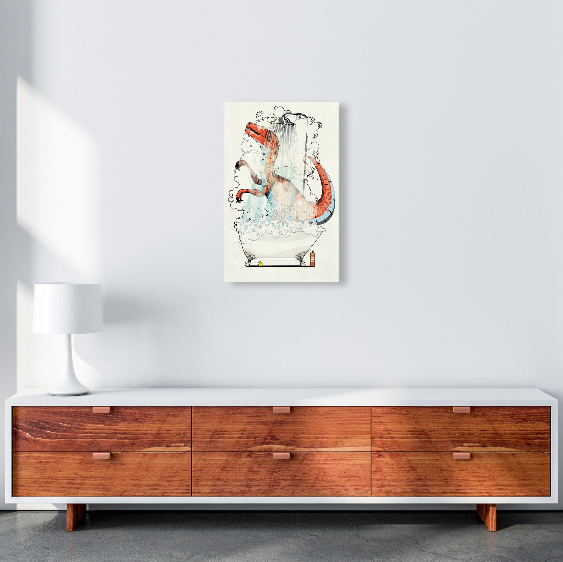 Velociraptor Bathroom by Wyatt9 A3 Canvas