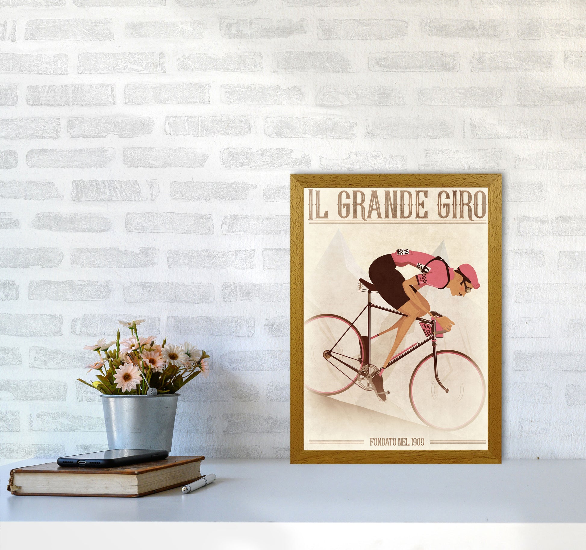 PinkRetro Cycling Print by Wyatt9 A3 Print Only