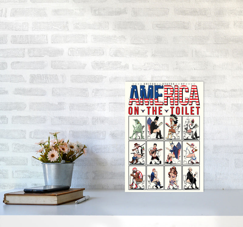 America on the Toilet by Wyatt9 A3 Black Frame