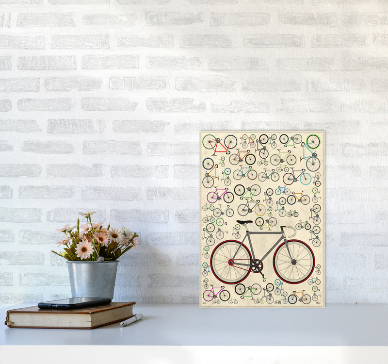 Fixie Cycling Art Print by Wyatt9 A3 Black Frame