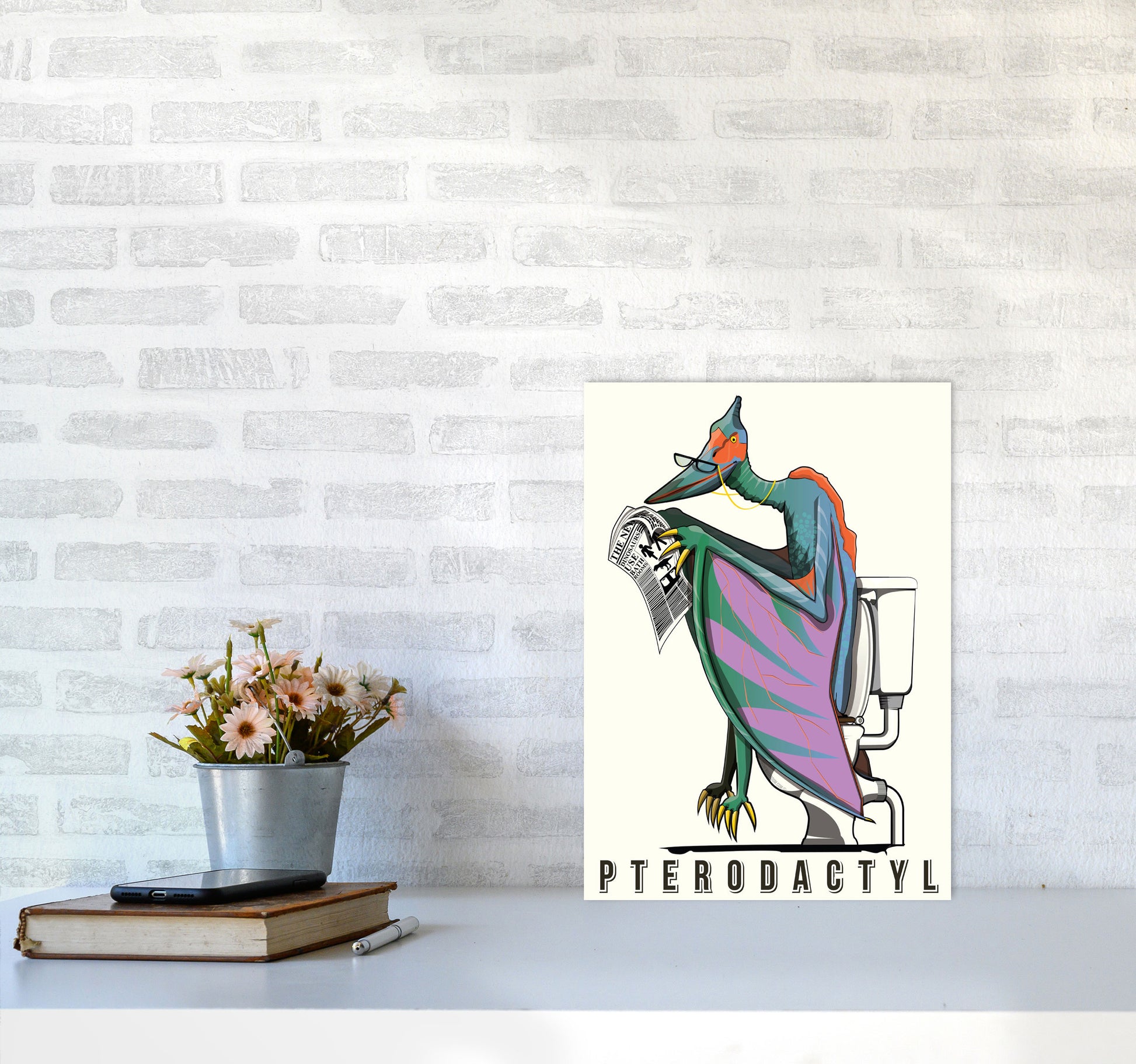 Flying Dino by Wyatt9 A3 Black Frame