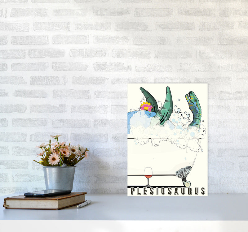 Swimming Dino by Wyatt9 A3 Black Frame