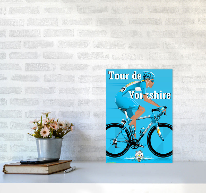 Tour De Yorkshire 2018 Blue by Wyatt9 A3 Black Frame