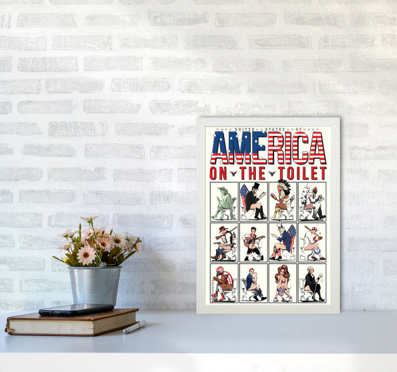 America on the Toilet by Wyatt9 A3 Oak Frame