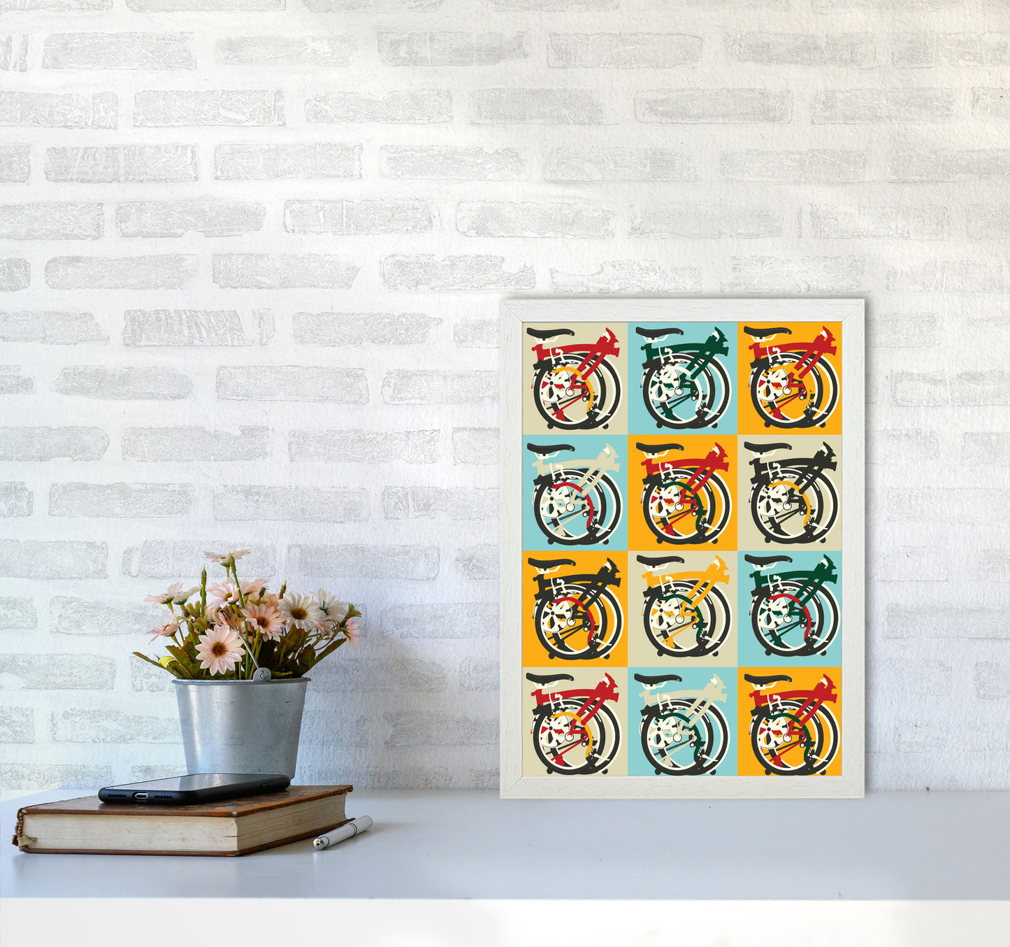 Brompton 2 Cycling Art Print by Wyatt9 A3 Oak Frame
