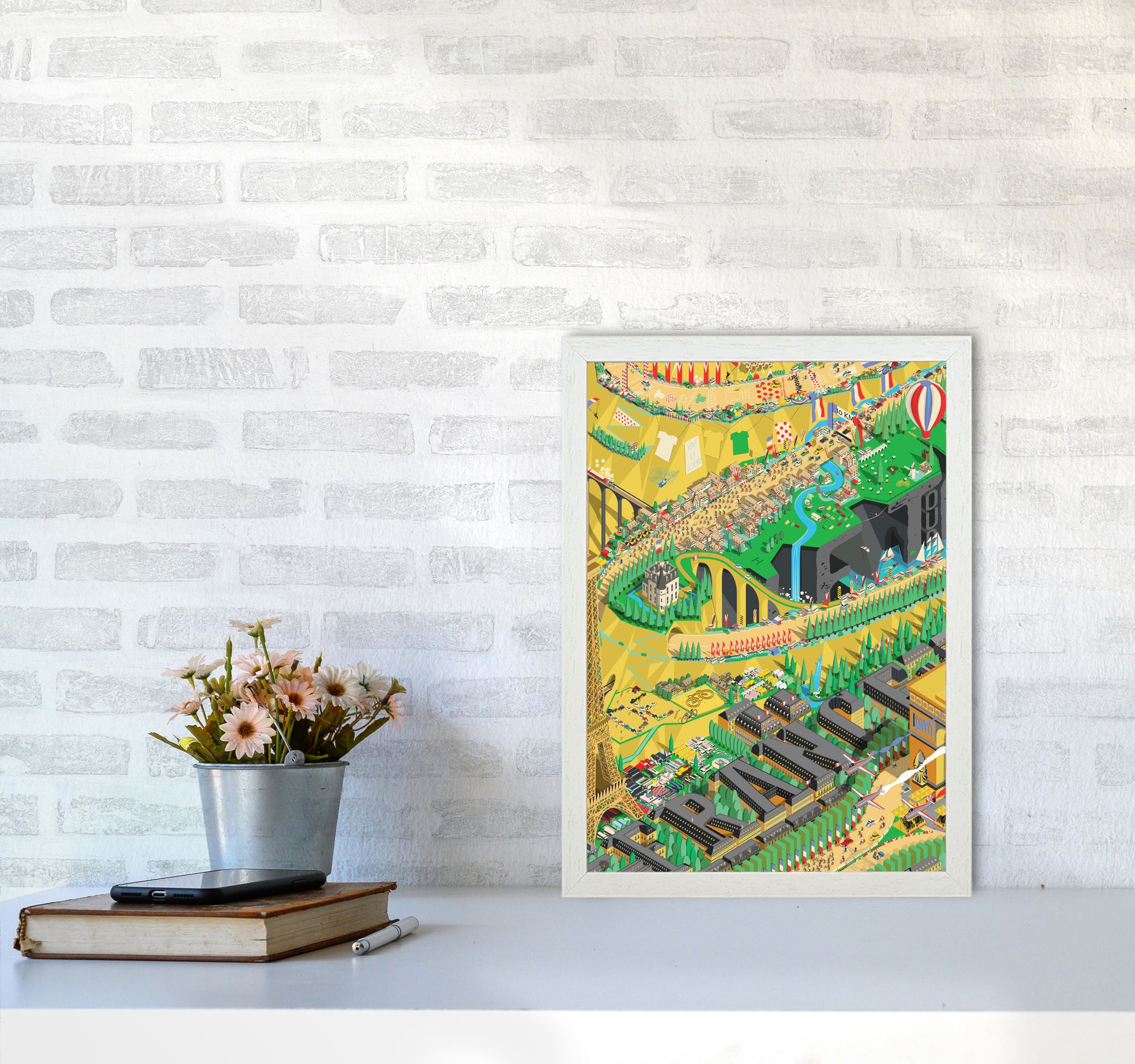 Isometris TDF Cycling Print by Wyatt9 A3 Oak Frame